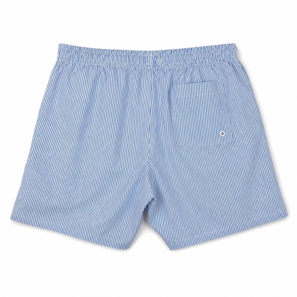 Nike Men Blue White Seersucker Stripe Swim Volley Shorts NESSG506-434 Medium